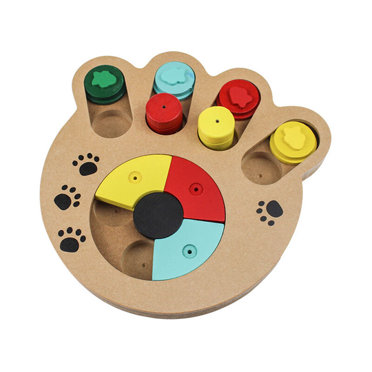 Educational Dog Toy - Wooden Smart Dog Toy - Fun Hide and Seek Treated Food Pet Paw Toy Puzzle for Dog Cat