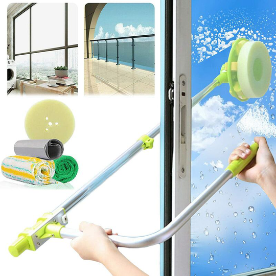 High-Rise Window Cleaner, U-Shaped 2-in-1 Squeegee Spout Window Cleaning Tool with Extension Pole, Telescopic Window Squeegee Cleaning Kit with