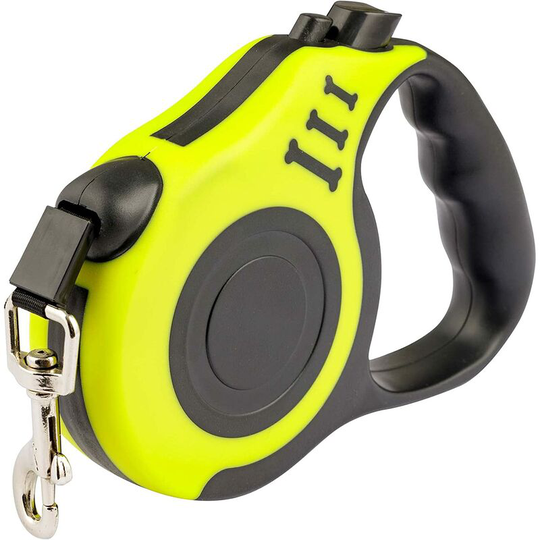 Leash for Retractable Dogs All Sizes, Resistant 9 m Cord, with Buttons for Locking and Rewinding - Yellow