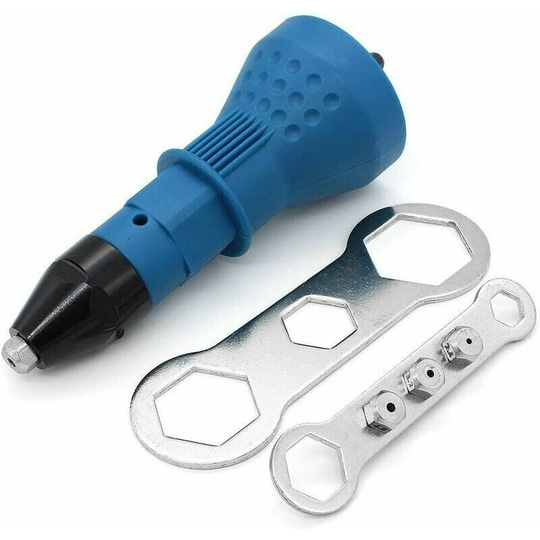 Cordless Rivet Gun Electric Rivet Drilling Tool Kit Rivet Adapter Nut Insert Hand Power Tool Accessories Black (Blue)