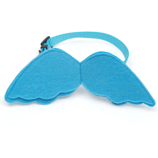 Cat Angel Wing Collar Bell Nylon Ribbon Cat Supplies Pet Necklace Accessories for Kitten Necklace (Blue