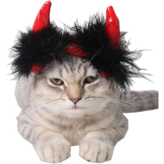 Pet Halloween Costume Dog Devil Horn Headband Cat Halloween Horn Hat Puppy Vampire Headgear Halloween Devil Head Accessories for Cats and Small