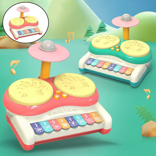 Colorful Kids Drum Toy Learning Piano Keyboard Educational Musical Toy For Child Toddlers - Pink - Flkwoh