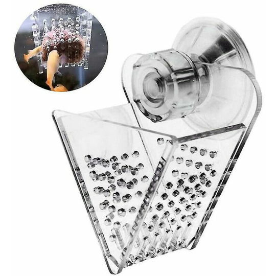 Joorrt - Aquarium Cone Red Worm Feeder Acrylic V-Shape Automatic Fish Feeder Brine Shrimp Food Feeding Cup with Suction Cup