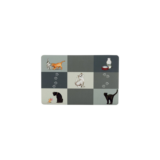 Patchwork Cat Place Mat, 44 × 28 Cm, Grey - Trixie Cats Bowl Mat New - trixie cats bowl mat patchwork new
