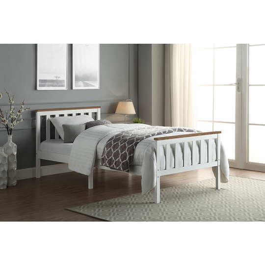 Home Treats - Single White Solid Wooden Pine End Bed Frame