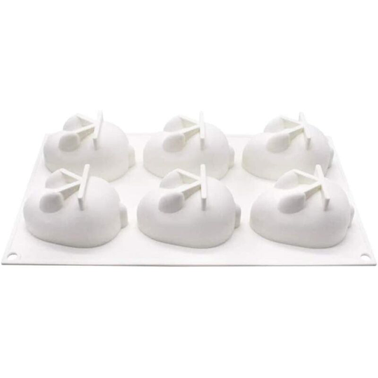 6 Holes Rabbit Shape Non-Stick Silicone Mold - Silicone Mold Multi-Cavity Molds for Muffins, Cake, Soap, Jelly, Pastry, Cupcake