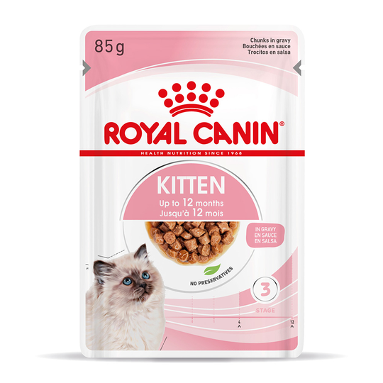 48 x 85g Royal Canin Wet Cat Food - 36 + 12 Free!* - Kitten in Gravy (48 x 85g)