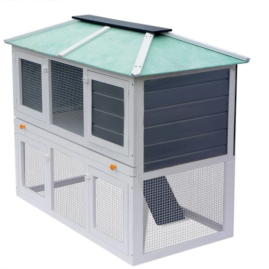 Hommoo - Animal Rabbit Cage Double Floor Wood