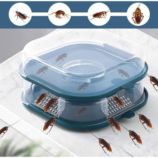 Cockroach Catcher, Cockroach Trap, Kitchen Cockroach Trap, Double Layer Cockroach Killer, Non-Toxic and Eco-Friendly Safe for Children and Pets (Blue)
