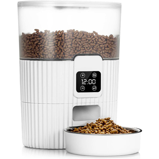 3L Automatic Cat Feeder with Stainless Steel Bowl and Desiccant Bag with lcd Display and 2-Time Dog Feeding 1-4 Meals a Day