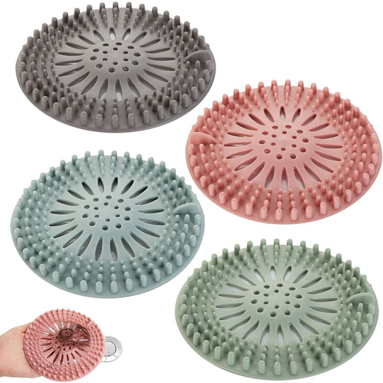4 Pieces Silicone Hair, Universal Drain Protector, Can be used in Bathroom, Bathtub, Kitchen, Hair Filter