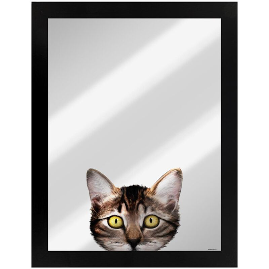 Kitten Mirrored Plaque (One Size) (Black/Silver) - Black/Silver - Inquisitive Creatures