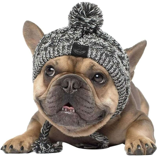 Winter Soft Dog Hats, Warm Pet Dog Knitted Hat, Windproof Knitting French Bulldog Hat for Small Medium Dogs,Large