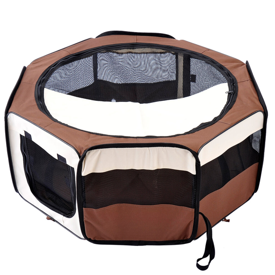 PawHut Pet Puppy Dog Cat Rabbit Pig Guinea Playpen Play Pen Run Brown