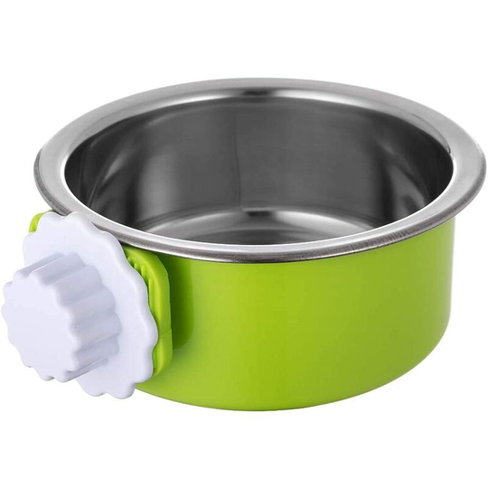 Denuotop - Basic Bowls Crate Dog Bowl, Stainless Steel Removable Hanging Water Bowl, Cage Water Bowl for Dogs, Cats, Birds, Small Animals, Holds 15
