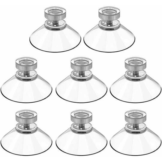 Joorrt - Suction Cup ø 40mm, 8 pcs Suction Cups Threads Stainless Steel, Suction Cups with Clear Knurled Nut for Car Window, Soap Dish, Camping,