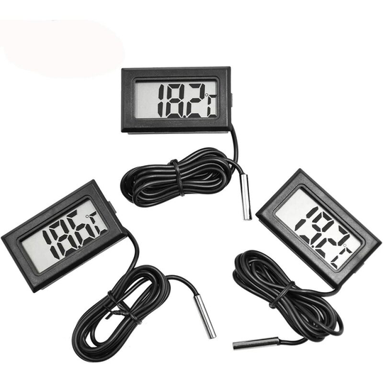Lcd Digital Thermometer, Set of 3 Digital Aquarium Thermometers with Waterproof Probe for Aquarium, Terrarium and Vivarium Soekavia