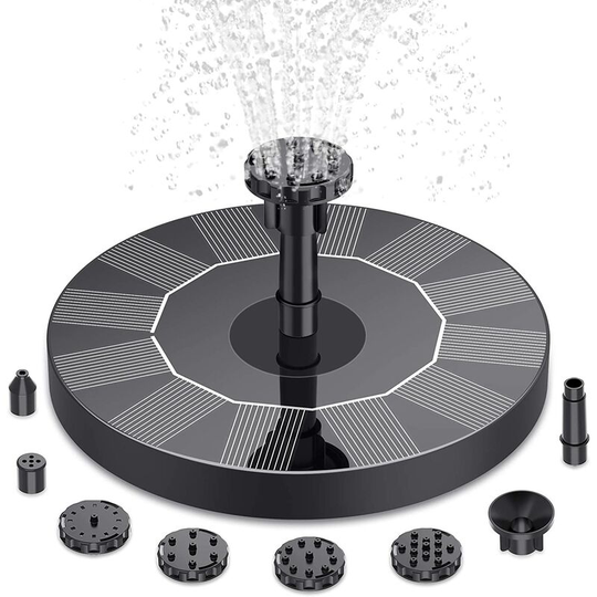 Floating Outdoor Solar Fountain, 6 Nozzle Solar Pond Pump, Solar Fountain for Gardens, Birdbaths, Ponds(16mm)