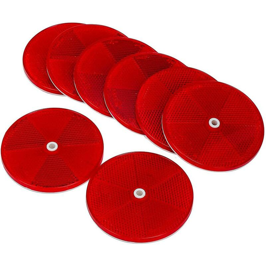 Pieces Red Round Reflector, Fixed Screw-in Trailer Reflector, Round Signal Reflector, Red Reflector Apply To Rv Caravans Trailer(Red,80Mm)