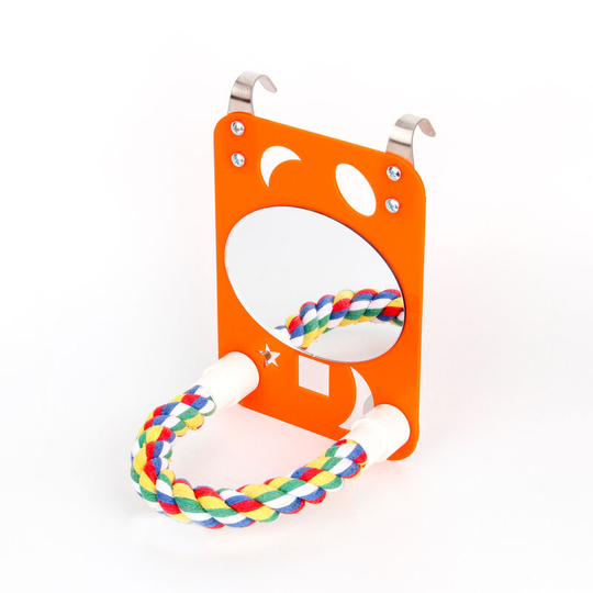 Sun Flowergb - Stainless Steel Bird Stand, Swing Parrot Cage Toy Bird Cotton Rope Holder for Amazon Gray Parrot Conure,Orange