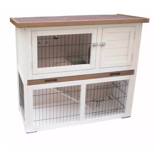 @Pet Rabbit Hutch Kiki White/Brown 92 x 45 x 80cm