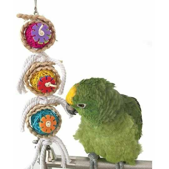 Cage toy for budgies, parrots, cockatiels, conures, lovebirds or cockatoos -