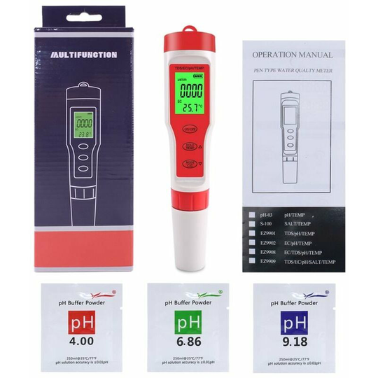 Digital PH/TDS/EC/Temperature Quality Tester, Water Analyzer, Swimming Pools, Aquariums