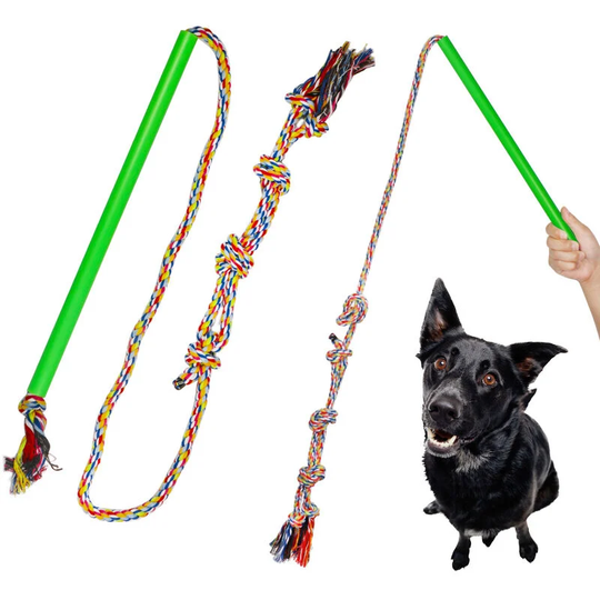 Sun Flowergb - Dog Flirting Toy, Interactive Wand for Dogs, Tug of War and Outdoor Exercise, Decoy Toy with Chewing Rope for Chasing and Training