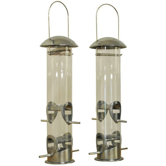 Heavy Duty Aluminium Bird Seed Feeders with 4 Feeding Ports (Set of 2)