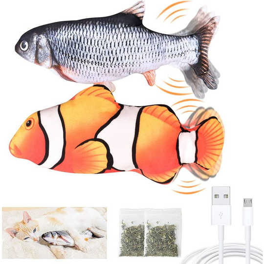 2Pack Electric Moving Flopping Fish Cat Toy Wiggle Fish Catnip Toys, Dog Toys Fish Interactive Cat Toy Plush Interactive Cat Toys, Fun Toy for Cat