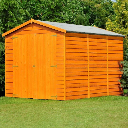 Flash Reduction** 10 x 8 (2.99m x 2.39m) Windowless Dip Treated Overlap - Apex Garden Shed - Double Doors - 11mm Solid Osb Floor - Core (bs)