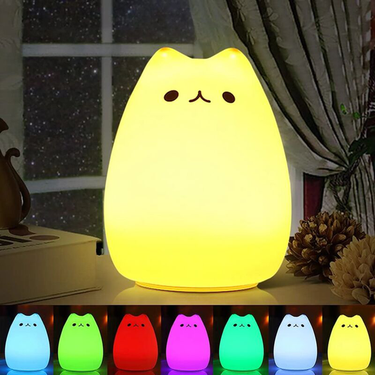 Led Night Light, Cat led Night Light Silicone Portable Baby Night Light Kids