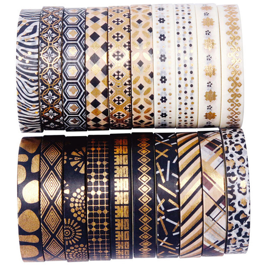 20 Rolls Slim Gold Foil Washi Tape Set Decorative Washi Masking Tapes 7mm Wide Adhesive Tape Label Sticker