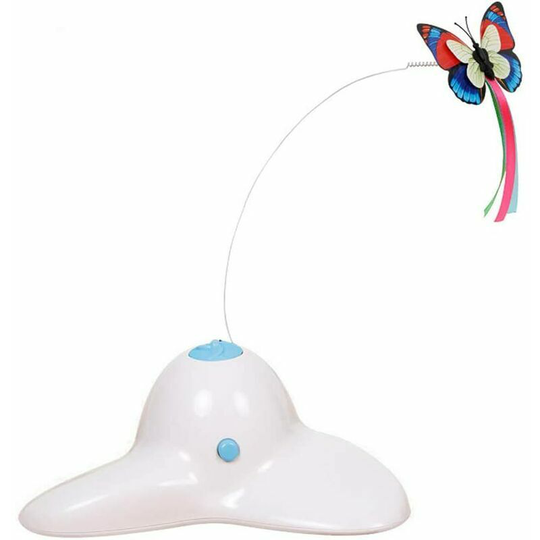 Indoor Interactive Cat Toy with 360° Rotating Butterfly (White) -