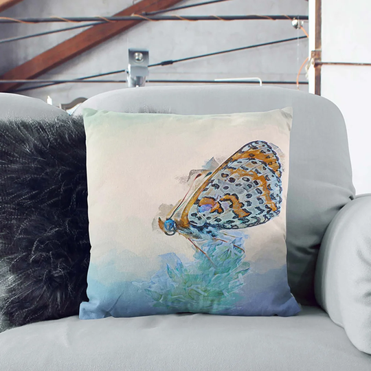 Butterfly Perched upon a Flower Cushion with Filling