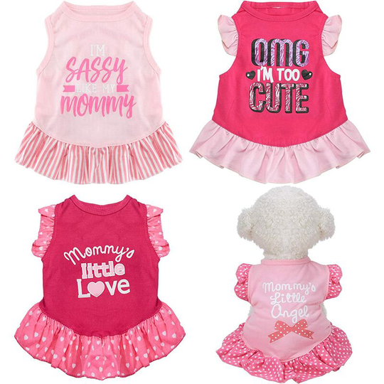 4 Pack Pet Shirts Cute Dog Sundress Print Dog Princess Dress Puppy Summer Clothes Dog Skirt Shirt with Ruffle Dress for Puppy Cat Puppy (S)