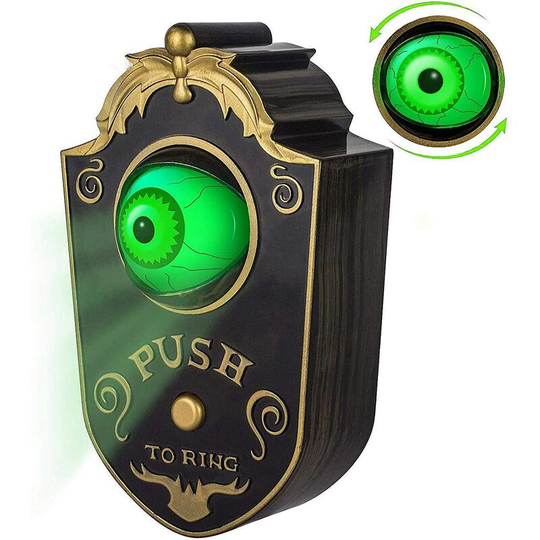 Bearsu - Halloween Decoration, Halloween Doorbell, Haunted Doorbell Animated Eyeball Halloween Decor with Spooky Sounds, Trick or Treat Event for
