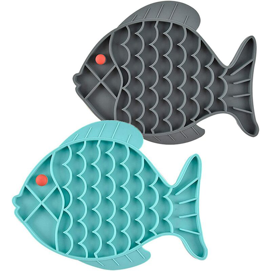 Cat Slow Feeder Bowl Fish-Shaped Cat Puzzle Feeder Food Mat for Small Dog & Cats Slow Eating, Cat Treat Toy, Anxiety Relief ( 2 PCS)