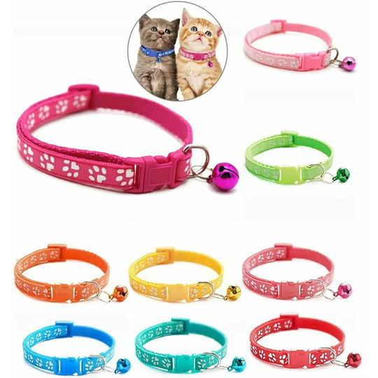 Echoo - Cat Anti Strangulation Collar 9 pcs,Adjustable Collar for Cat Kitten Puppy with Bell and Safety Buckle, Fits Most Household Cats 19-32cm