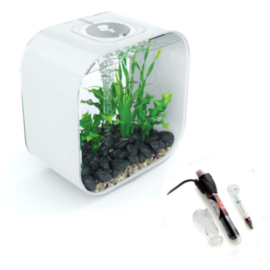 Biorb - life 30L White Aquarium Fish Tank with Multi Colour led Lighting and Heater Pack