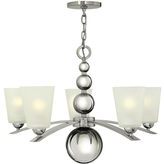 Elstead Zelda - 5 Light Multi Arm Chandelier Polished Nickel Finish, E27