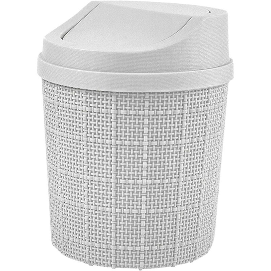 1.5L Mini Trash Can, Mini Office Trash Can, with Trash Can and Swivel Lid, for Bedroom, Room, Kitchen, Vehicle (Gray)