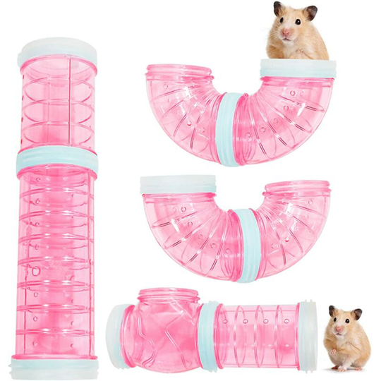 Hamster Tunnel, Hamster External diy Tunnel Tube Exercise Cage Accessory diy Hamster Tunnel for Hamster Mice and Other Small Pets (Pink)