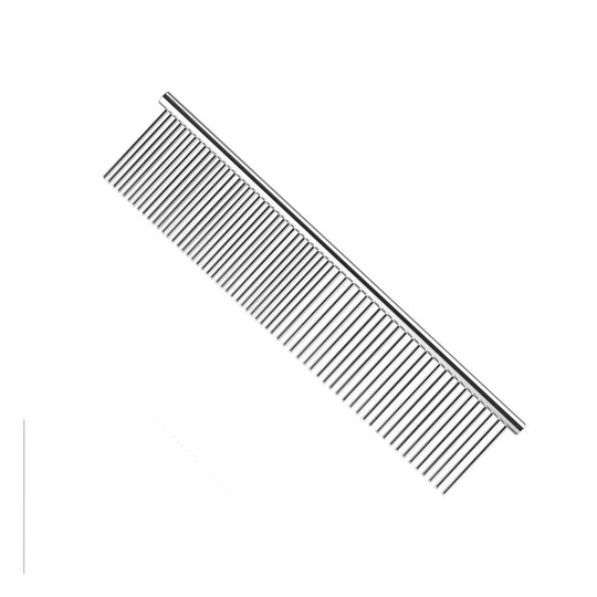 Stainless Steel Pet Grooming Comb, Combing Tool Poodle Comb Professional Butter Comb Cat and Dog Grooming Comb, Silver(19*4.0cm)