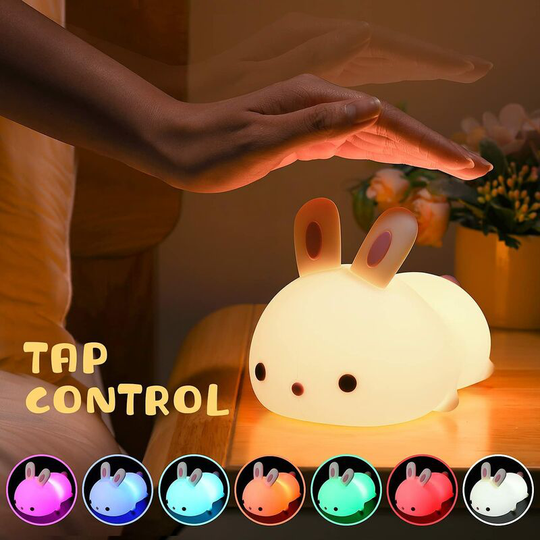 1 Pack Night Light for Kids, Cute Rabbit Lamp, 7 Colors Night Light for Nursery, Kawaii Cute Teen Girl Room Decor, Nursery Toddler Baby Night Light