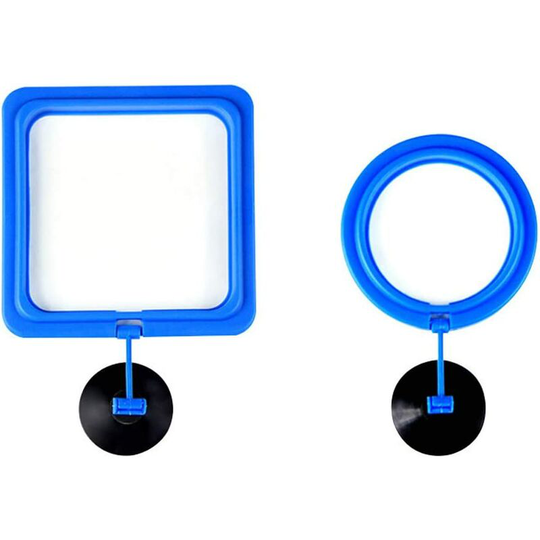 Pcs Aquarium Fish Feeding Ring Turtle Automatic Feeder Floating Fish Feeder Square Ring with Suction Cup Blue