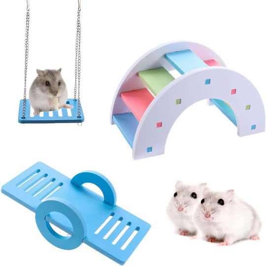 3 Pieces Hamster Toy, Rainbow Bridge, Seesaw, Seesaw, Hamster Cage Accessories, Activity Toy for Small Animal to Get Rid of Boredom (Color)