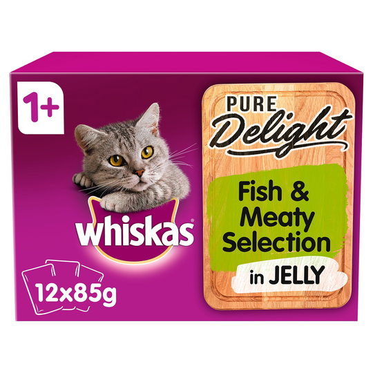 Whiskas 1+ Pure Delight Fishy & Meaty Selection in Jelly - Saver Pack: 24 x 85g