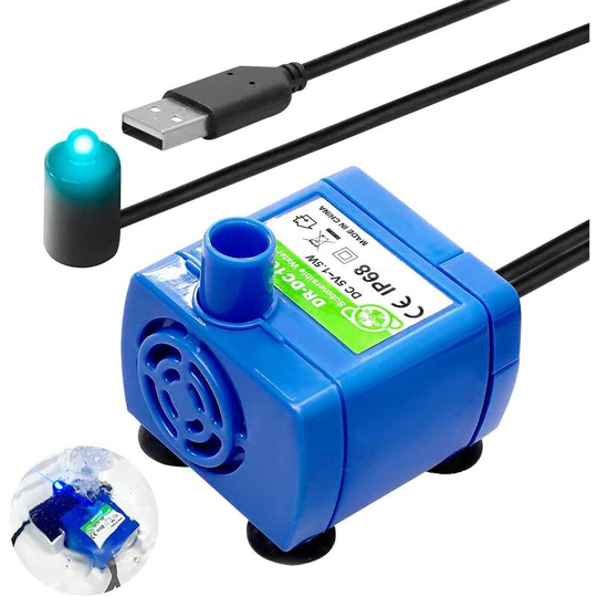 Pet Submersible Water Pump, Pet Drinking Fountain Pump, usb Port Pump Replacement for Cat Fountain